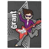 グレーロックスターギターボーイあなたの名前のクリップボードを追加 クリップボード (裏面)