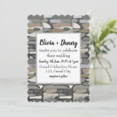 グレーロックストーンパターン結婚式招待状 招待状 (スタンド正面)