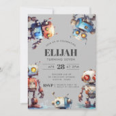 グレーロボットテックギアビルダー誕生日パーティー 招待状 (正面)