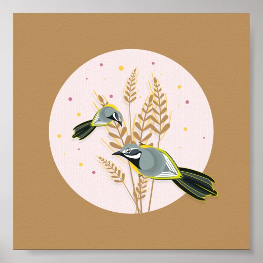 グレーワグテールイラストレーション ポスター (正面)