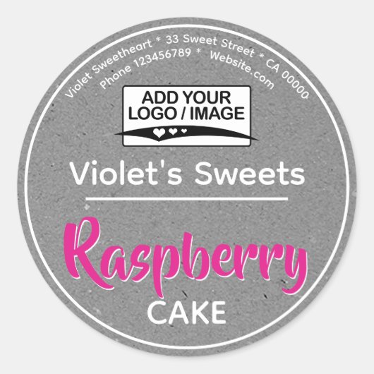 グレーヴィンテージクラフト紙カップケーキケーキ生地ラベル ラウンドシール (正面)