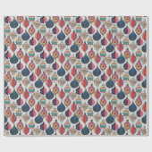 グレーヴィンテージクリスマスオーナメントパターン ラッピングペーパー (フラット)