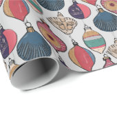 グレーヴィンテージクリスマスオーナメントパターン ラッピングペーパー (ロールコーナー)