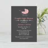 グレーヴィンテージスタイルカップルのベビーシャワー 招待状 (スタンド正面)