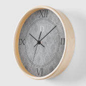 グレーヴィンテージダマスクモノグラム時計 壁時計 (傾斜)