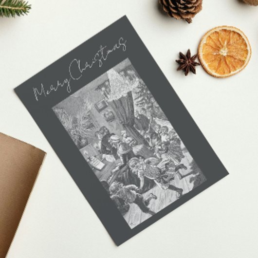グレーヴィンテージビクトリアンスウェーデンメリークリスマス シーズンカード