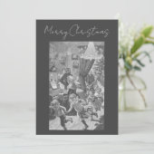 グレーヴィンテージビクトリアンスウェーデンメリークリスマス シーズンカード (スタンド正面)