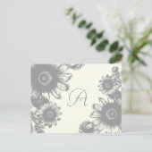 グレーヴィンテージフラワーオンライトアイボリーRSVP インビテーションポストカード (スタンド正面)