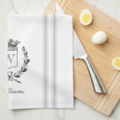 グレーヴィンテージフランスのスタイルサックと名前をカスタムする キッチンタオル (四つ折り)