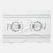 グレーヴィンテージフランスのスタイルサックと名前をカスタムする キッチンタオル (横)