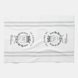 グレーヴィンテージフランスのスタイルサックと名前をカスタムする キッチンタオル