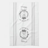 グレーヴィンテージフランスのスタイルサックと名前をカスタムする キッチンタオル (縦)