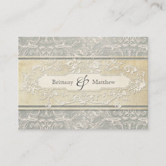 グレーヴィンテージフランスのリージェンシーレースウェディング プレイスカード (正面)