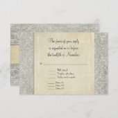 グレーヴィンテージフランスのリージェンシーレースウェディング 出欠カード (正面/裏面)