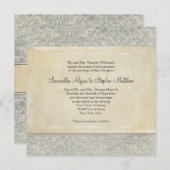 グレーヴィンテージフランスのリージェンシーレースウェディング 招待状 (正面/裏面)