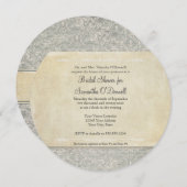 グレーヴィンテージフランスのリージェンシーレースウェディング 招待状 (正面/裏面)