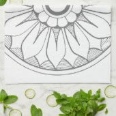 グレーヴィンテージモダンメダリオンパターン キッチンタオル (折り畳み)