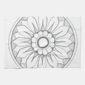 グレーヴィンテージモダンメダリオンパターン キッチンタオル (横)