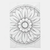 グレーヴィンテージモダンメダリオンパターン キッチンタオル (縦)