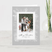 グレーヴィンテージ植物体フレームメリークリスマスフォト シーズンカード (正面)