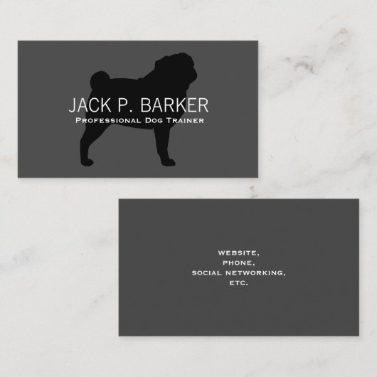 グレー上のパグシルエット黒 名刺 (正面/裏面)
