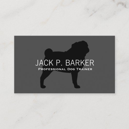 グレー上のパグシルエット黒 名刺 (正面)