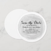 グレー丸い水の色を保存する日付招待状 セーブザデート (正面/裏面)