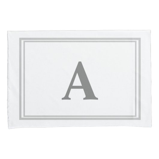 グレー二重縁どモノグラムカップル枕ケース 枕カバー (正面右)