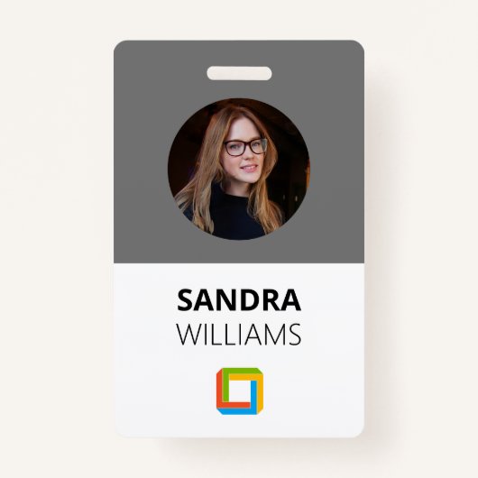 グレー企業ののカスタム従業員ID バッジ (正面)
