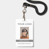 グレー企業の従業員の写真ID バッジ (Front with Lanyard)