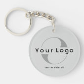 グレー企業ビジネスにおける両面ロゴおよびQRコード キーホルダー (正面)