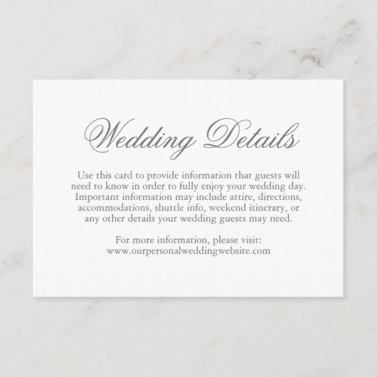 グレー伝統的エレガフォーマルントウェディング エンクロージャーカード (正面)