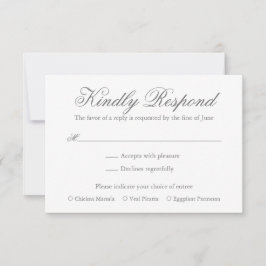 グレー伝統的エレガフォーマルントウェディング 出欠カード