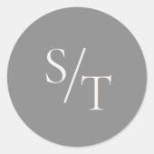 グレー伝統的エレガントな結婚式 ラウンドシール (正面)