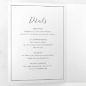グレー伝統的エレガントな結婚式 三つ折り招待状 (内部最初)
