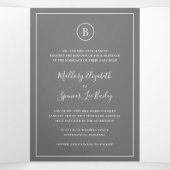 グレー伝統的エレガントな結婚式 三つ折り招待状 (内部中)