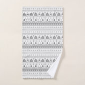 グレー伝統的スカンジナビア北欧クリスマス バスタオルセット (ハンドタオル)