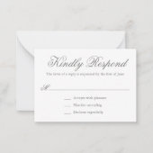 グレー伝統的ミフォーマルイ式RSVP ノートカード (正面)