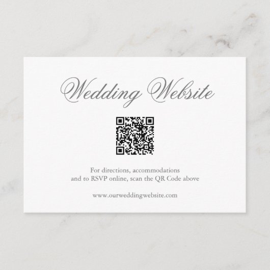 グレー伝統的QRコーフォーマルドエレガントな結婚式 エンクロージャーカード (正面)