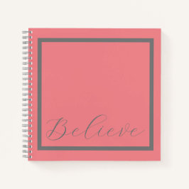 グレー信じスクリプトピンク背景 ノートブック