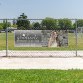 グレー写真の卒業おめでとうグラデーションスクリプト 横断幕 (インサイチュ)