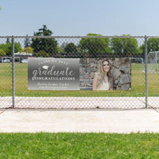 グレー写真の卒業おめでとうグラデーションスクリプト 横断幕 (インサイチュ)