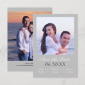 グレー写真立て縦 - 3x5 インチ 結婚式の延期はがき セーブザデート (正面/裏面)
