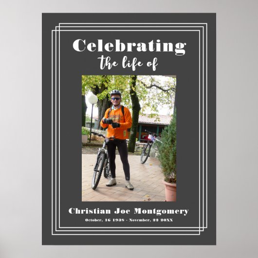 グレー写真葬儀 お別れの会を祝って ポスター (正面)