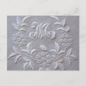 グレー刺エレガントしゅうフローラモノグラム文字M ポストカード (正面)