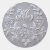 グレー刺エレガントしゅうフローラモノグラム文字M ラウンドシール (正面)