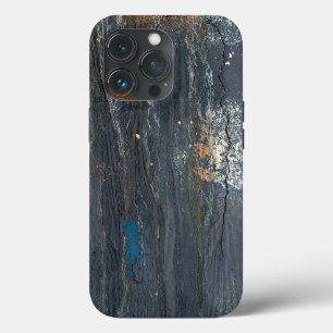 グレー動揺してグランジとブルーの抽象芸術 iPhone 13 PROケース