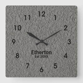 グレー化粧しっくいパターンアクリル壁時計 スクエア壁時計