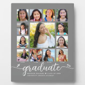 グレー卒業K-12スクリプモダント写真コラージュ フォトプラーク (正面)