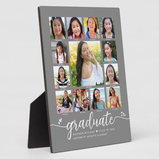 グレー卒業K-12スクリプモダント写真コラージュ フォトプラーク (側面)